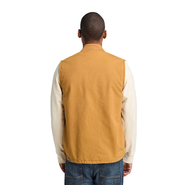 Gilet Uomo in tela effetto lavato Giallo modello retro
