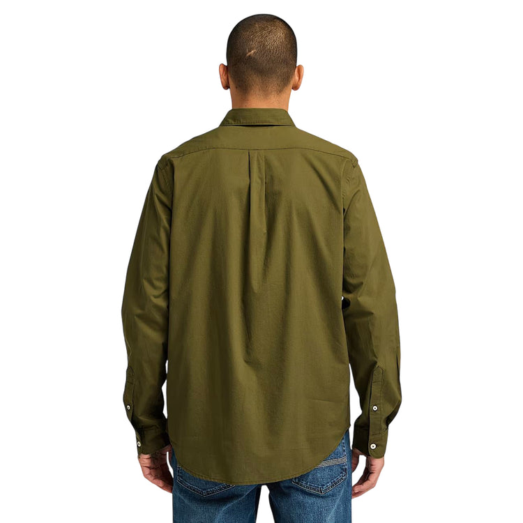 Camicia Uomo in Popeline elasticizzato Verde scuro modello retro