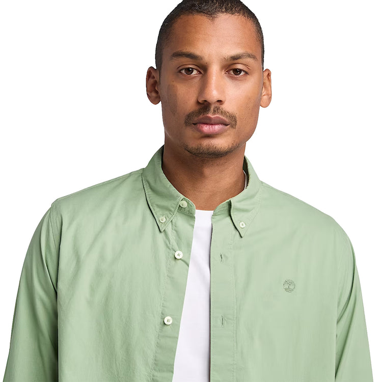 Camicia Uomo in Popeline elasticizzato Verde chiaro modello frontale ravvicinato