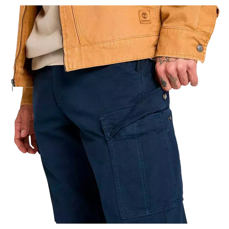 Pantaloni Uomo Cargo Brookline Twill Blu dettaglio