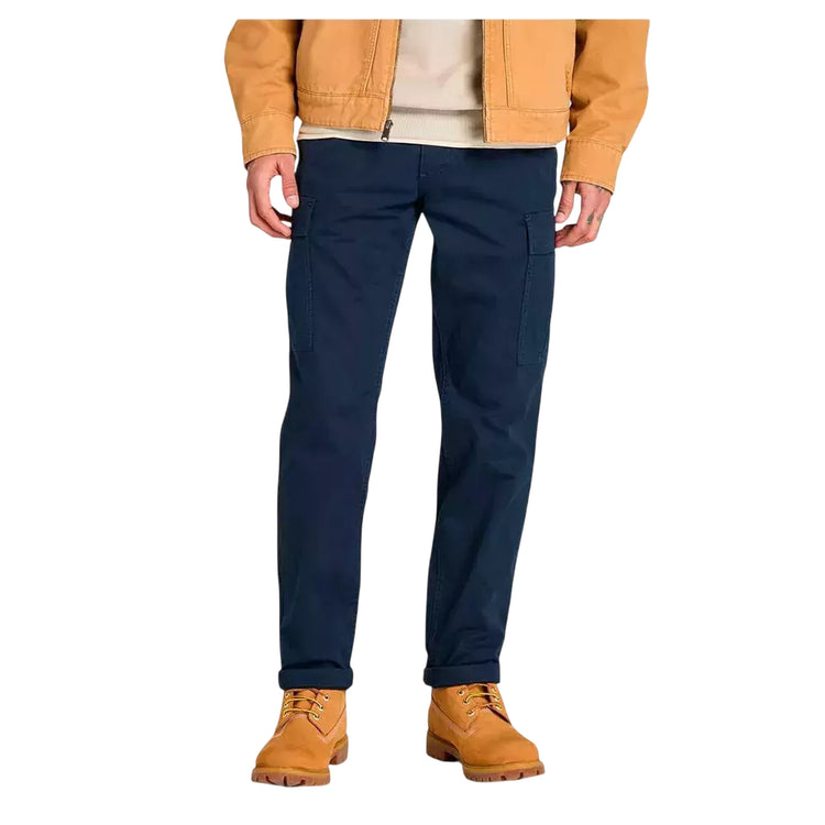 Pantaloni Uomo Cargo Brookline Twill Blu modello frontale
