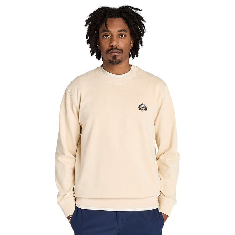 Felpa Uomo Beige con patch logo albero modello frontale