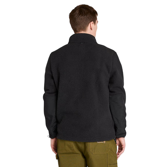 Giacca Uomo in pile a pelo lungo Nero modello retro