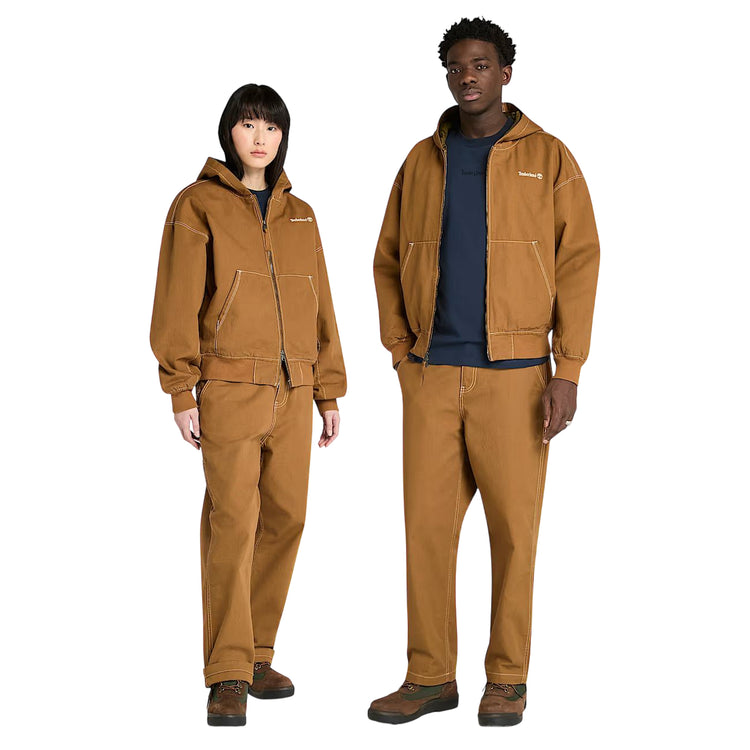 Bomber Unisex in Tela Duck Effetto Lavato Giallo scuro modelli frontali interi