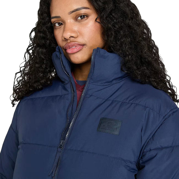 Giubbotto Puffer Invernale Unisex Blu modella frontale ravvicinata