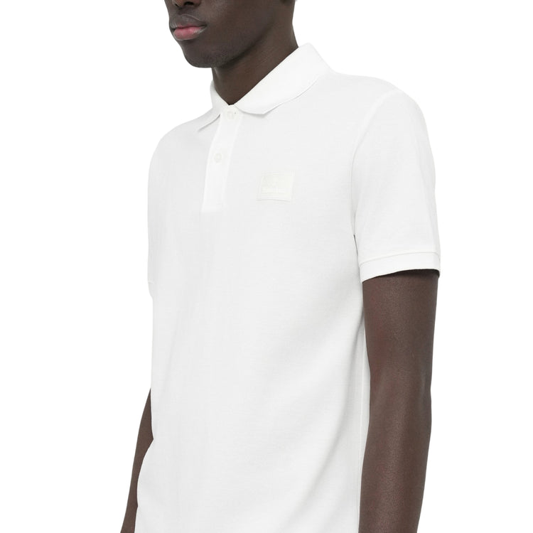 Polo bianca con Badge in Silicone da Uomo