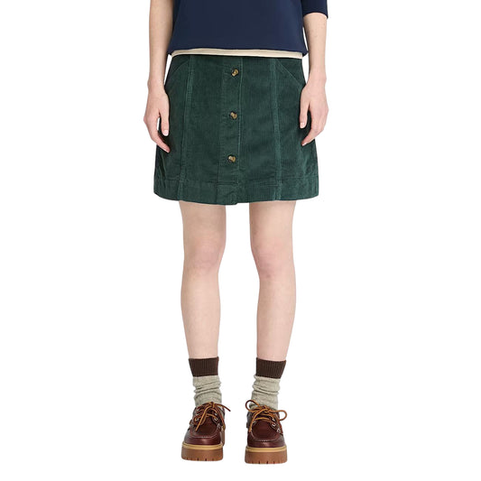 Gonna Donna in velluto a coste effetto lavato Verde modella frontale