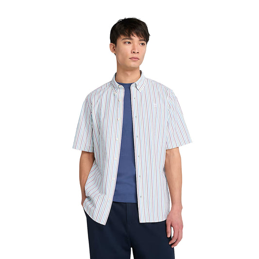 Camicia Uomo a righe con maniche corte modello frontale