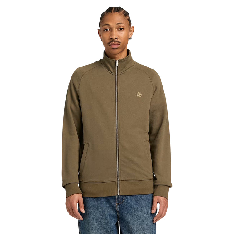 Felpa con zip da uomo in marrone