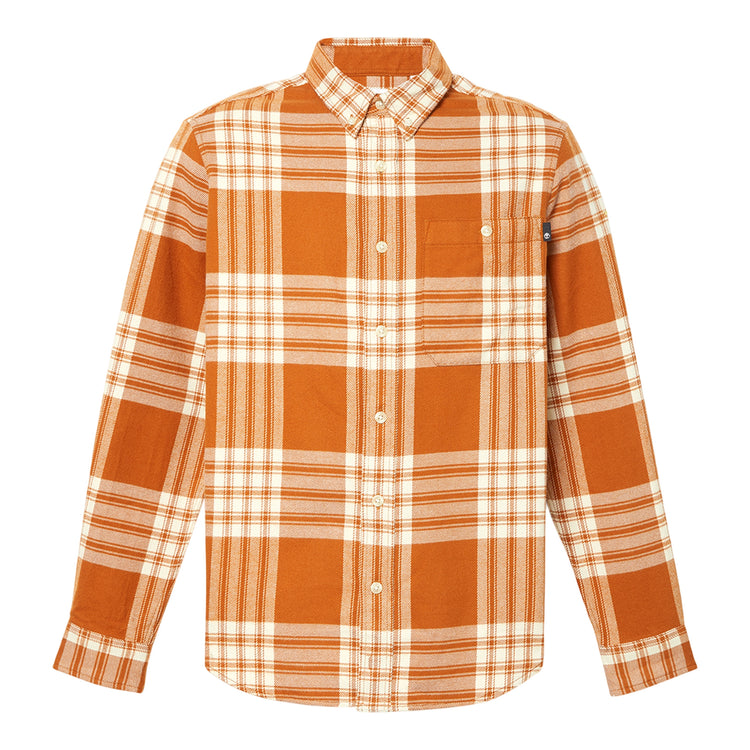 Camicia Uomo a quadri in flanella di medio peso arancione