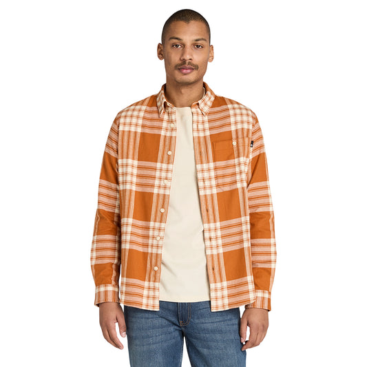 Camicia Uomo a quadri in flanella di medio peso arancione