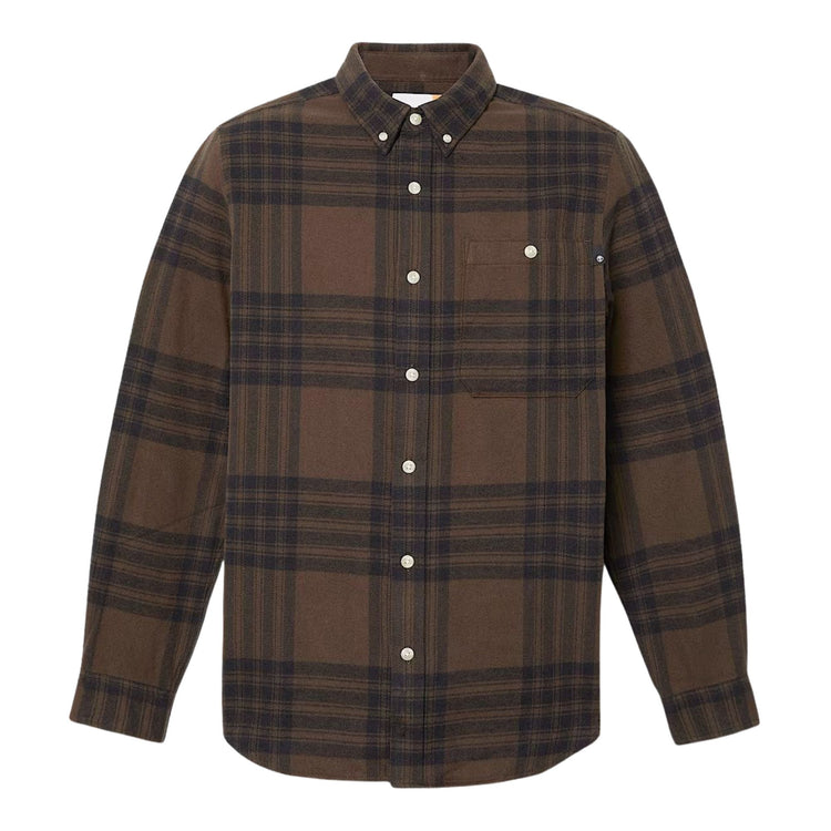 Camicia Uomo a quadri in flanella di medio peso marrone