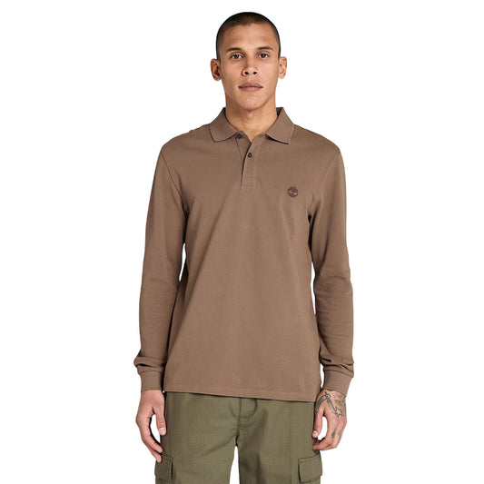 Polo Uomo Millers River a maniche lunghe Marrone modello frontale
