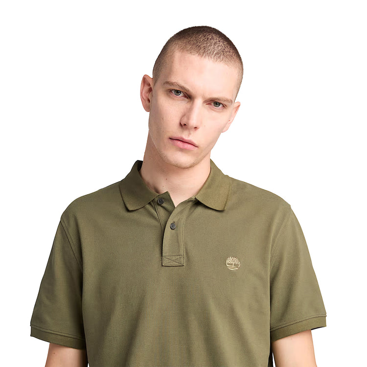 Polo in Piqué Uomo Millers River Verde scuro modello frontale ravvicinato