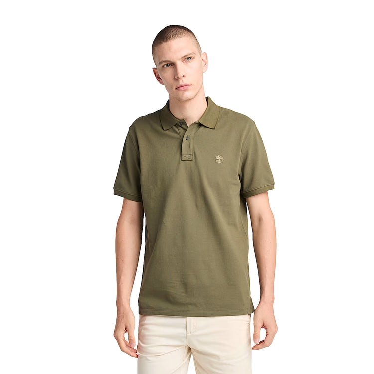 Polo in Piqué Uomo Millers River Verde scuro modello frontale