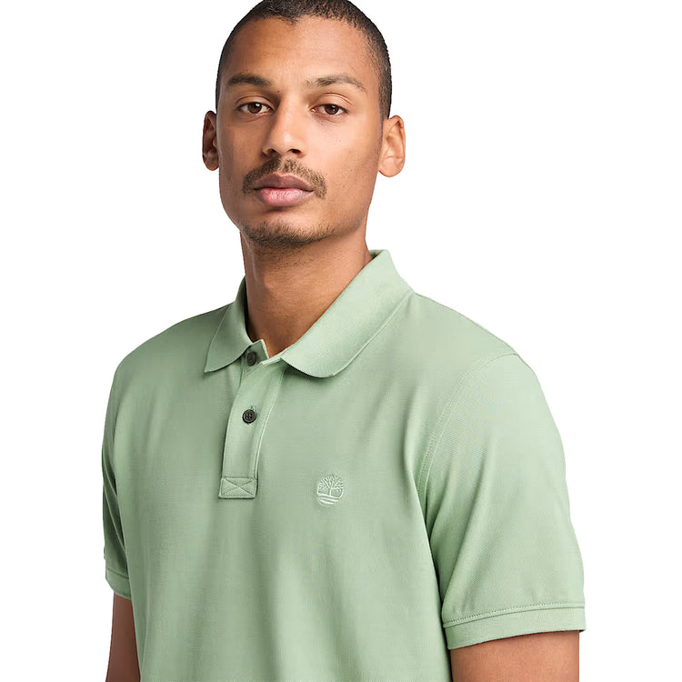 Polo in Piqué Uomo Millers River Verde modello frontale ravvicinato