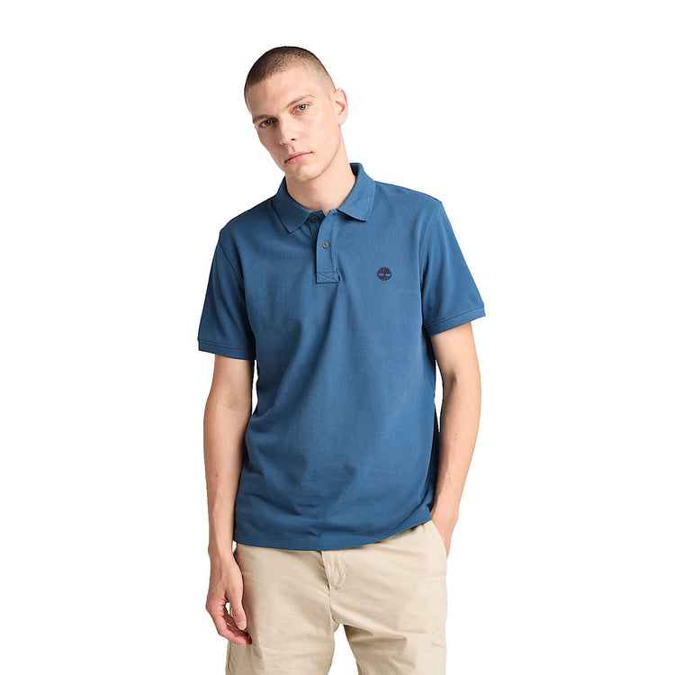 Polo in Piqué Uomo Millers River Blu modello frontale