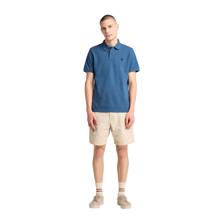 Polo in Piqué Uomo Millers River Blu modello intero frontale