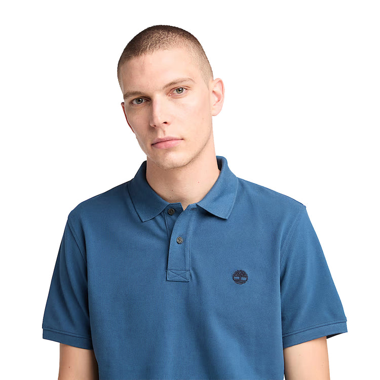 Polo in Piqué Uomo Millers River Blu modello frontale ravvicinato