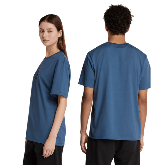 T-shirt Unisex Blu con piccolo logo stampato modelli
