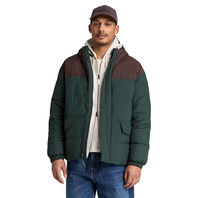 Piumino Uomo Idrorepellente verde/marrone modello frontale