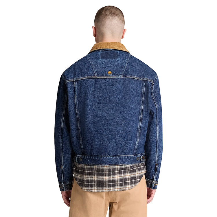 Giacca Uomo Trucker in denim blu scuro modello retro