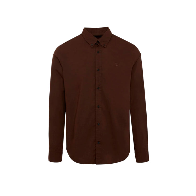 Camicia Uomo Marrone, in cotone, con ricamo logo