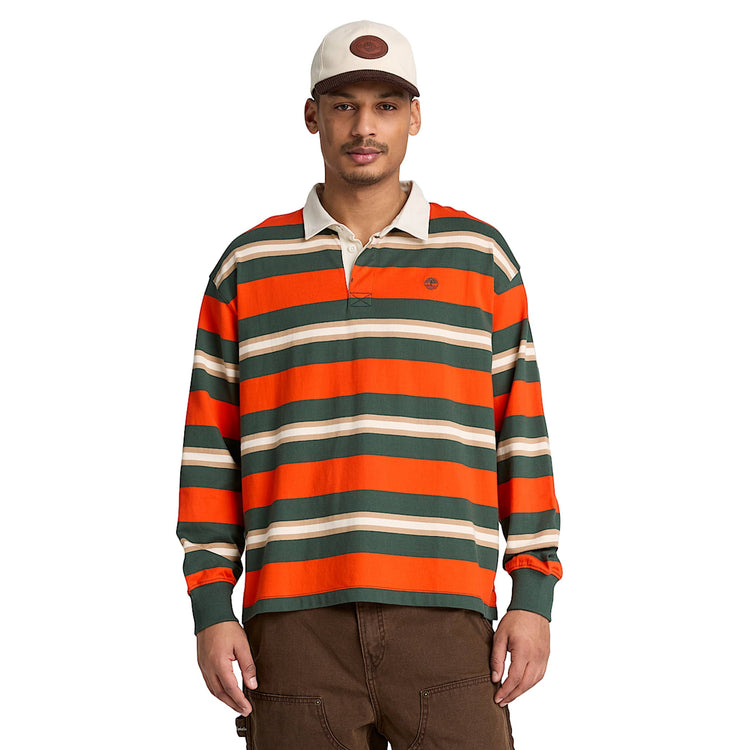 Polo Rugby Uomo dal design a righe modello frontale