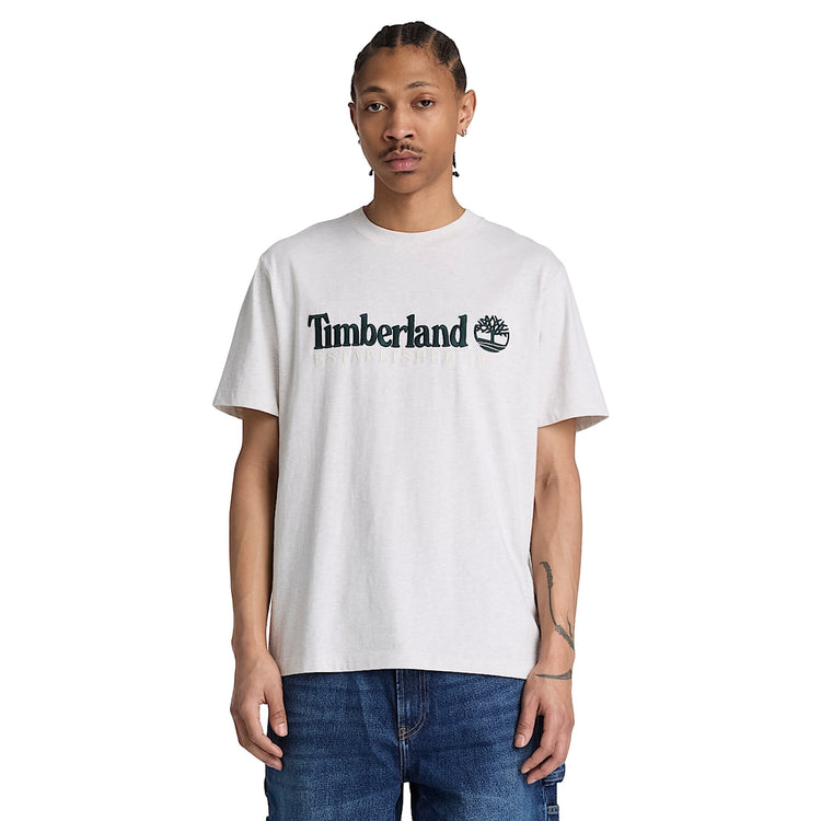 T-shirt Uomo Bianco con ricamo Established 1973 modello frontale