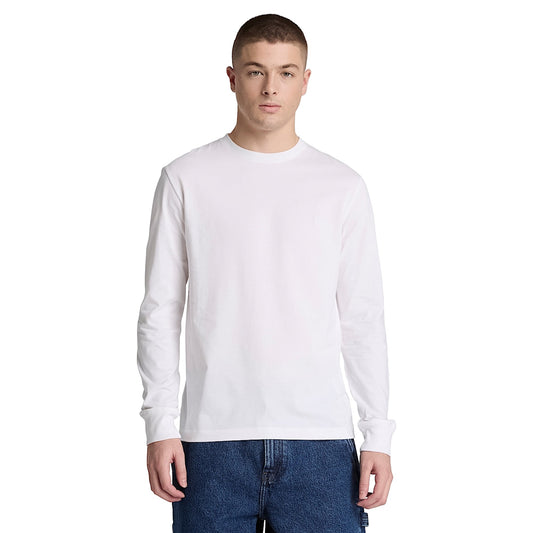 T-shirt Uomo Slim a manica lunga Bianco modello frontale
