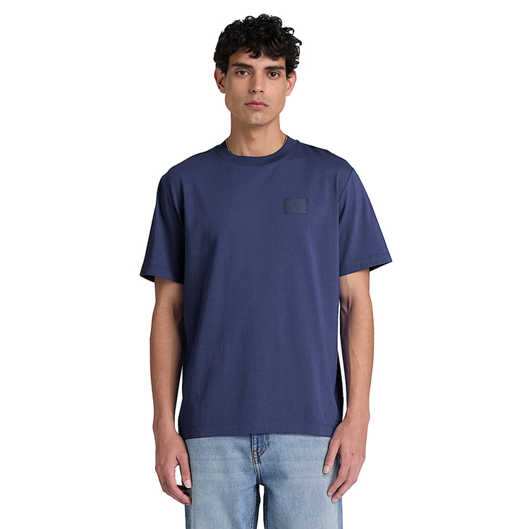 T-shirt Uomo con logo in silicone Blu scuro modello frontale