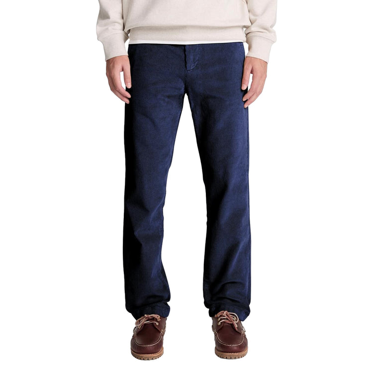 Pantalone Uomo Claremont in velluto a coste blu scuro modello frontale