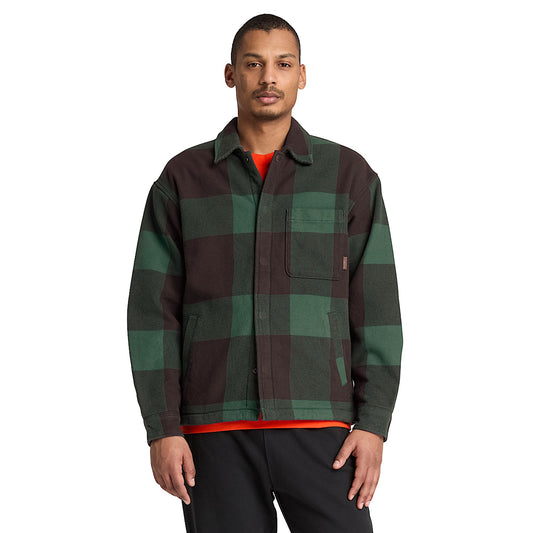 Overshirt Uomo a quadri marrone/verde, modello frontale