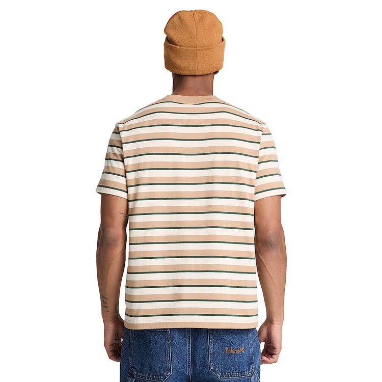 T-shirt Uomo dal design a righe Beige modello retro