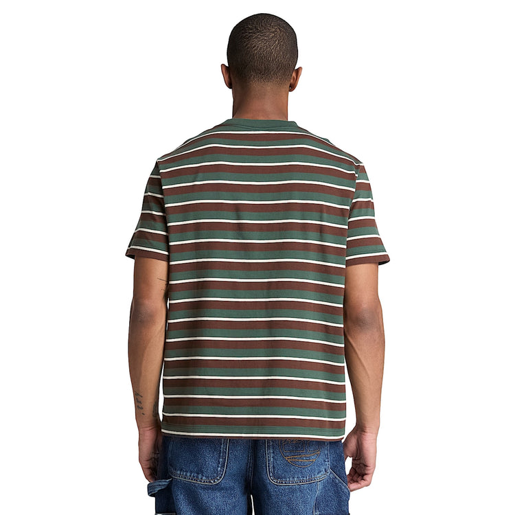 T-shirt Uomo dal design a righe Verde modello retro