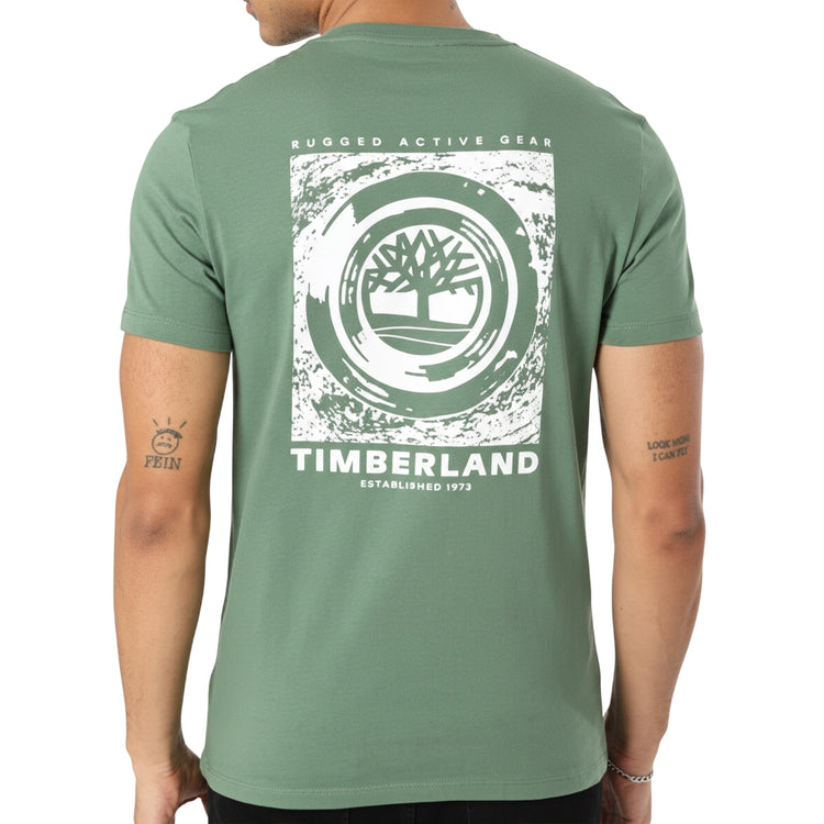 T-shirt da uomo in cotone verde con logo stampato