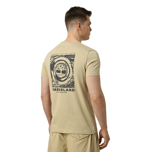 T-shirt da uomo in cotone beige con logo stampato