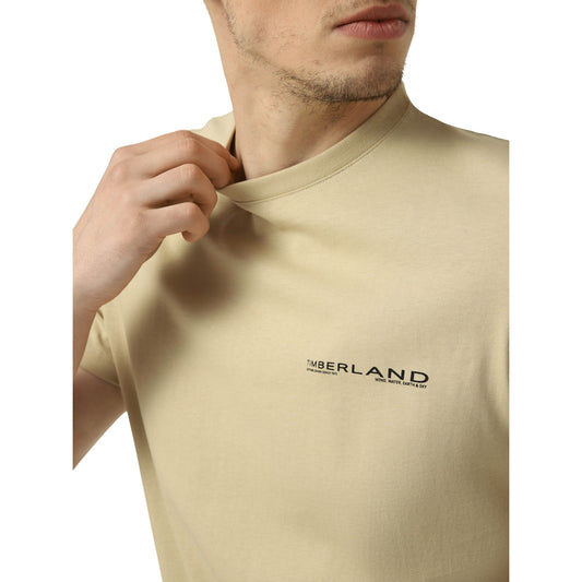 T-shirt da uomo in cotone beige con logo stampato