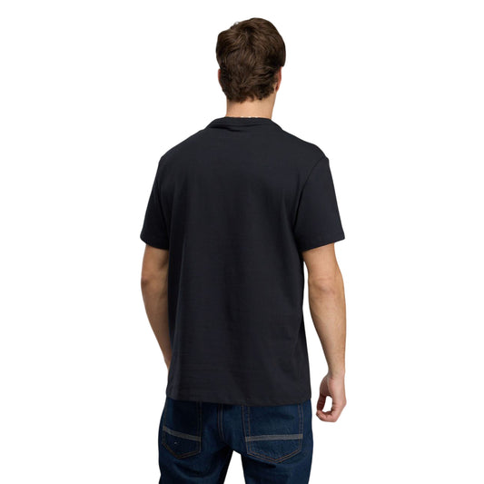 T-shirt nera Uomo con logo ricamato sulla spalla retro