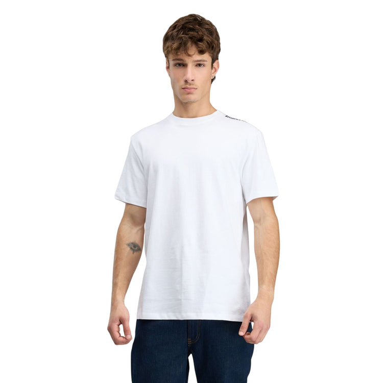 T-shirt bianca Uomo con logo ricamato sulla spalla