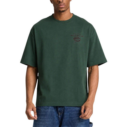 T-shirt Uomo Verde con grafica Beef&Broccoli modello frontale