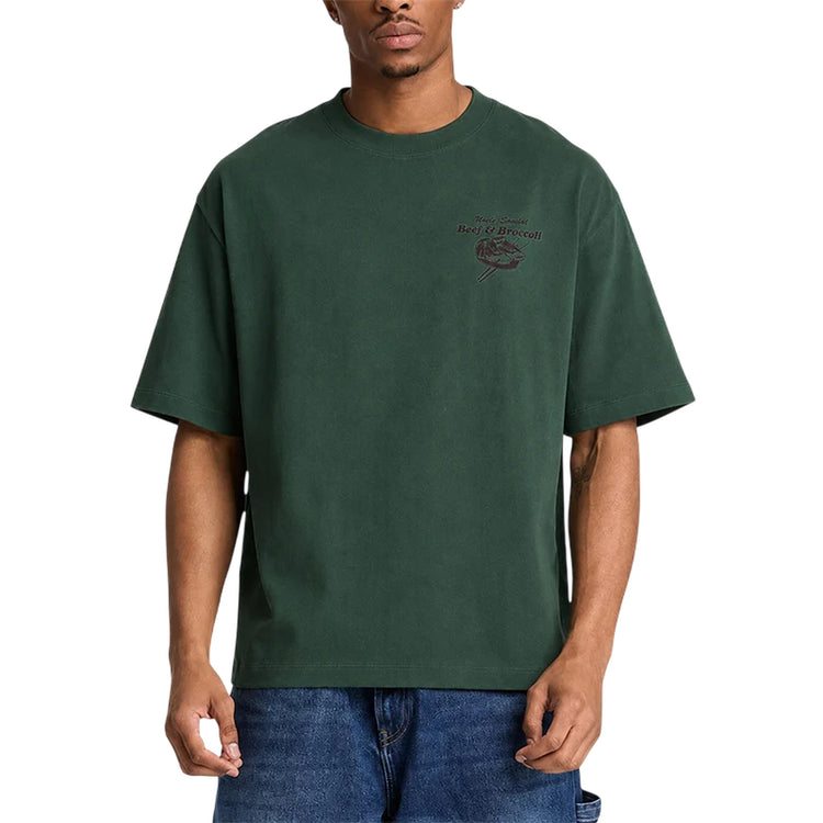 T-shirt Uomo Verde con grafica Beef&Broccoli modello frontale