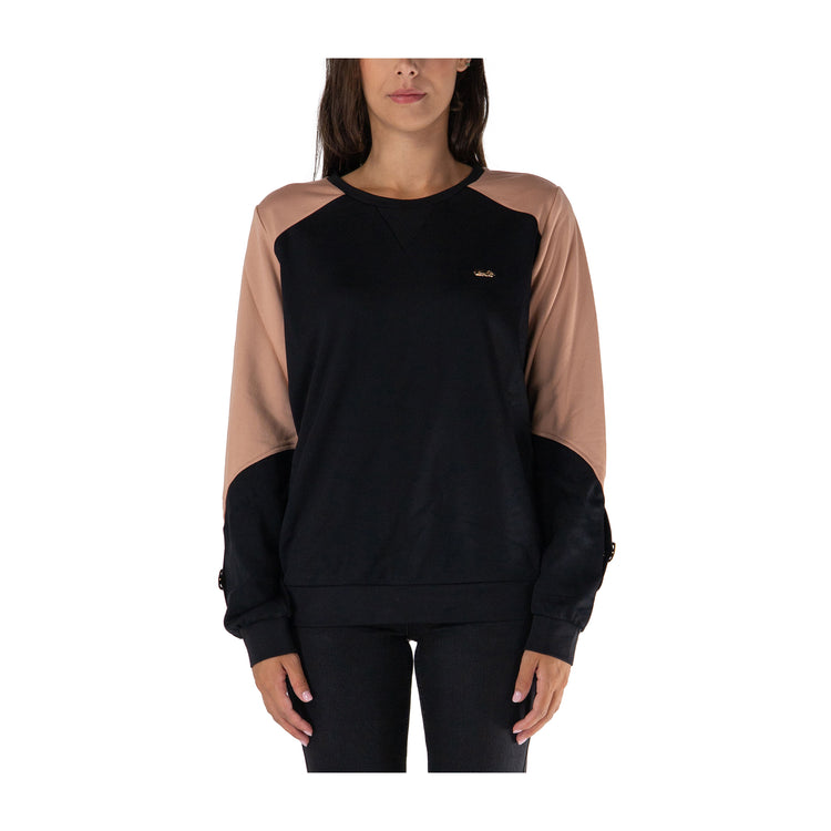 Felpa Donna girocollo con strass bicolore