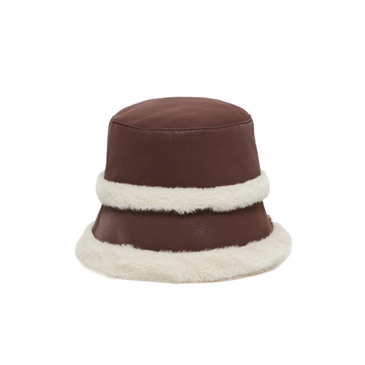 Retro Cappello bucket in tessuto spalmato Marrone