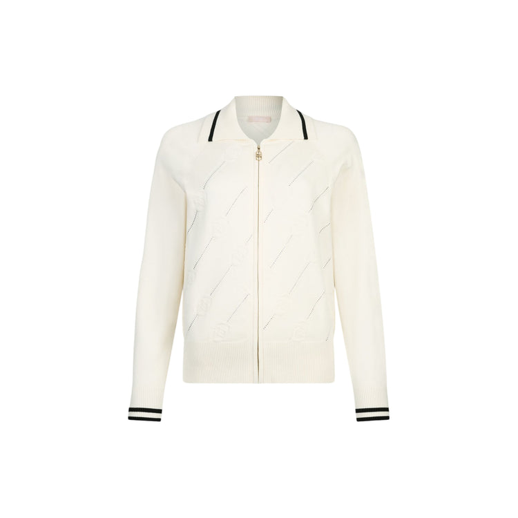 Cardigan Donna con collo a camicia e zip