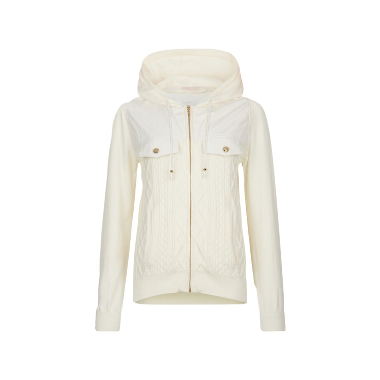 Maglia Donna con zip e cappuccio Bianco