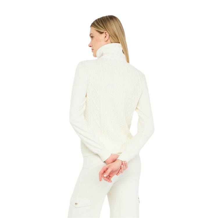 Maglia Donna a collo alto con zip e bottoni modella retro