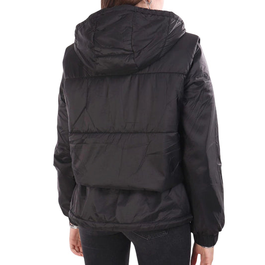 Giacca imbottita Donna con cappuccio Nero retro