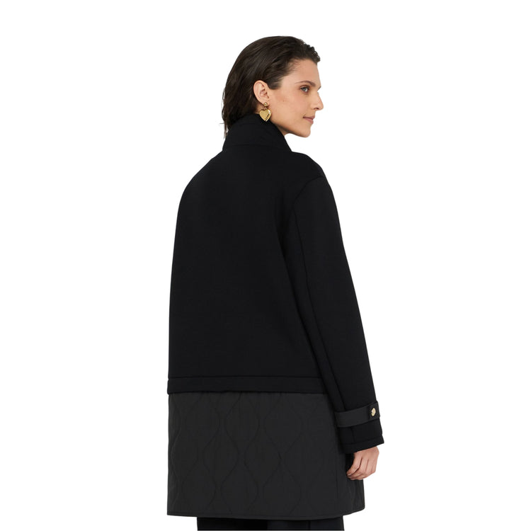 Giacca Donna in scuba e nylon Nero modella retro