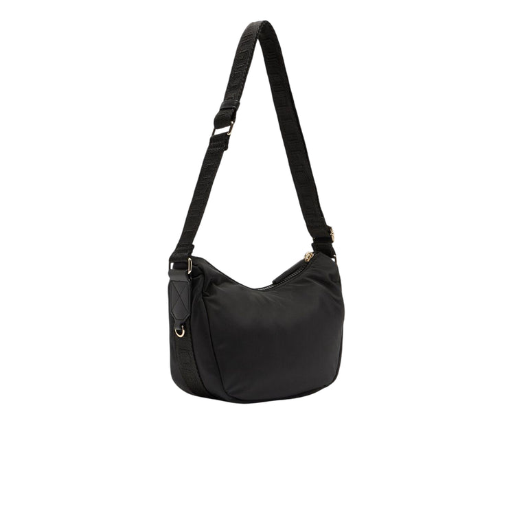 Borsa Donna a tracolla media in nylon nero retro